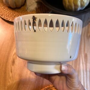 White  pottery cutout bowl